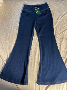 HALARA Navy Flare Jeans with High Waist